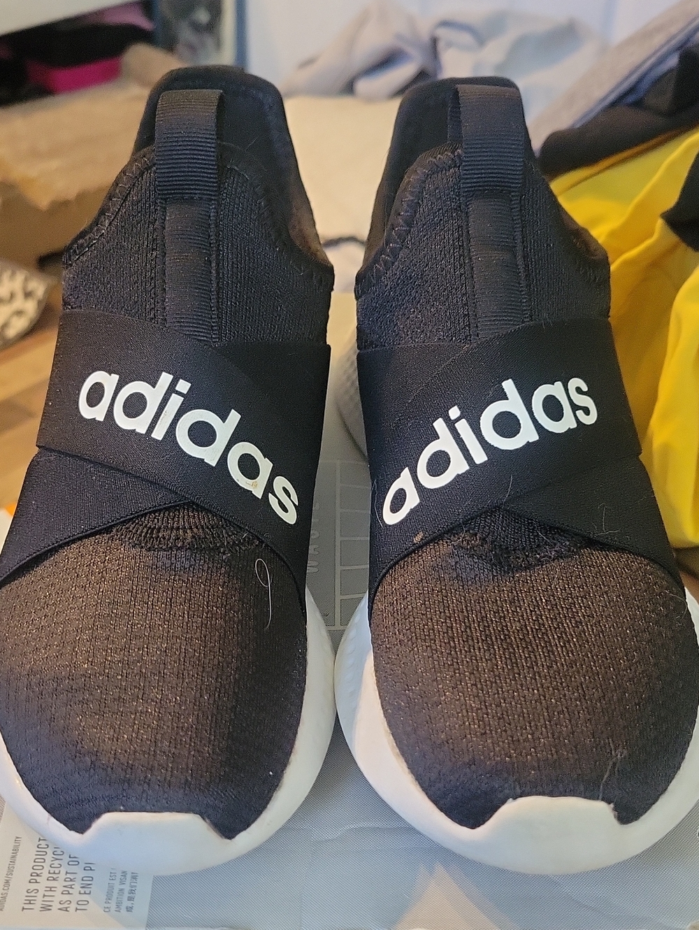 adidas Black Slip-On Sneakers with White Soles